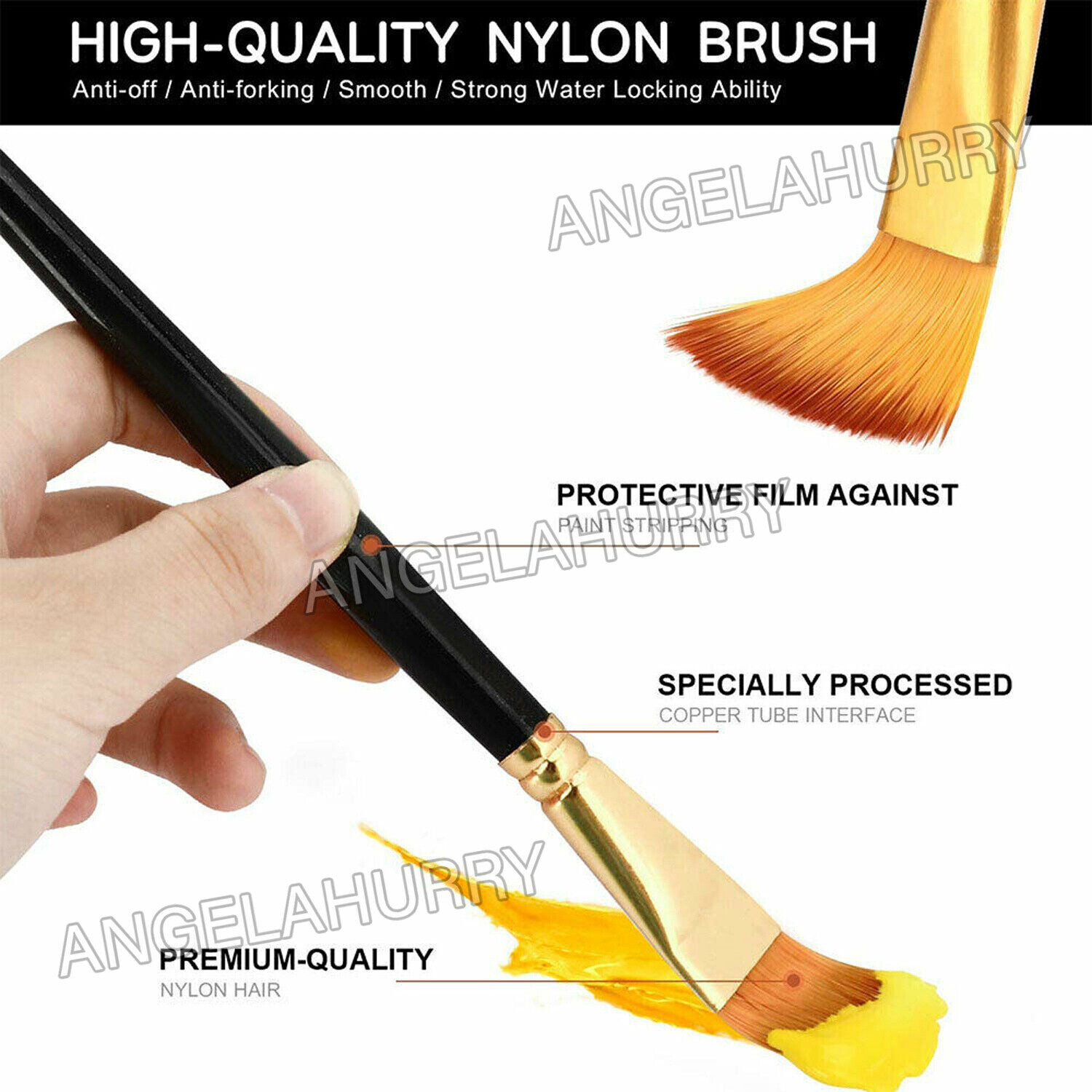 15Pcs Artist Paint Brushes Set Watercolour Acrylic Oil Painting Sponge