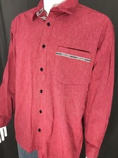 Tommy Hilfiger Jeans Vintage Red Button Front LS Shirt Spellout Pocket Large
