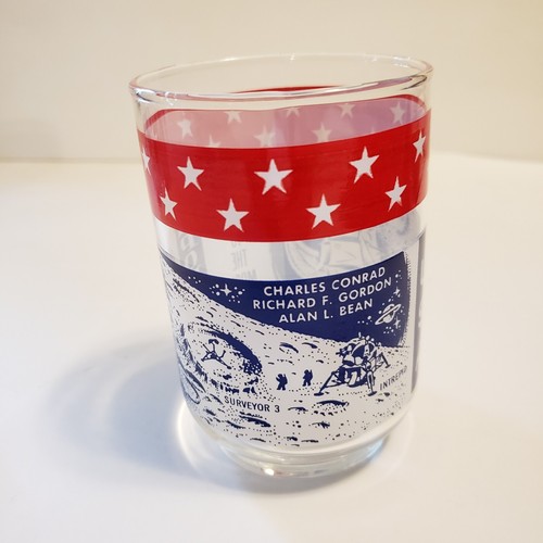 Vtg Apollo 12 Man On The Moon November 19 1969 USA Neil Armstrong Highball Glass - Picture 2 of 6
