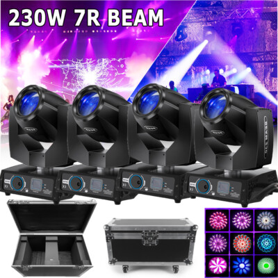 4X 7R Zoom 230W Moving Head 16Prism Bühnenlicht Beam Gobos DMX Bühnenbeleuchtung