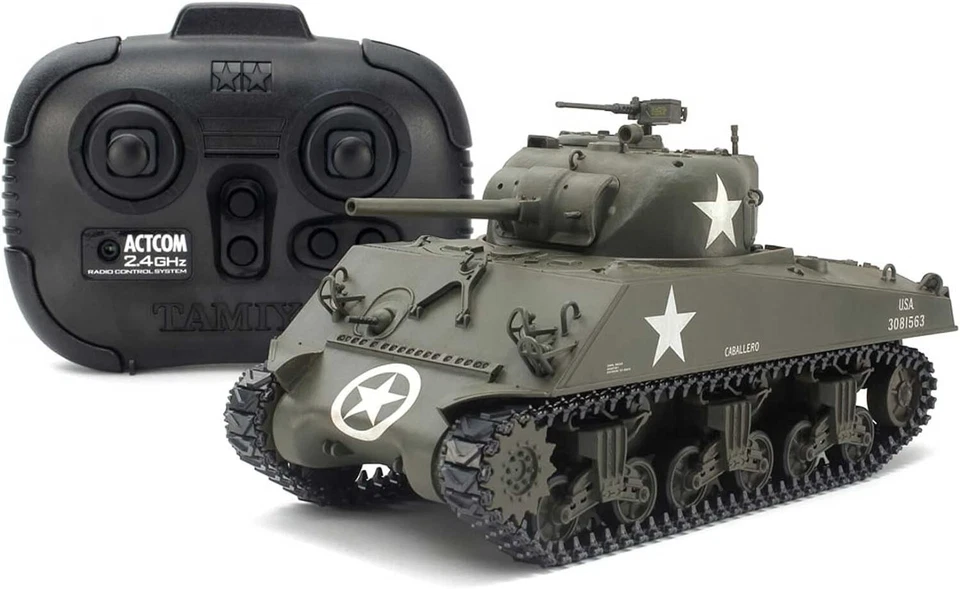 TAMIYA 1/35 RC Tank No.17 American M4A3 Sherman Tank with dedicated radio 48217 - Image 2 of 3