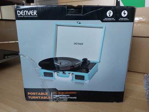 TOCADISCOS PORTÁTIL DENVER VPL-120 AZUL - REPRODUCTOR DE DISCOS PORTÁTIL CON USB - Imagen 4 de 5