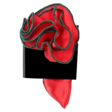 Men's Antonio Ricci Pocket Round Hanky Red With Green Trim Formals Weddings Prom