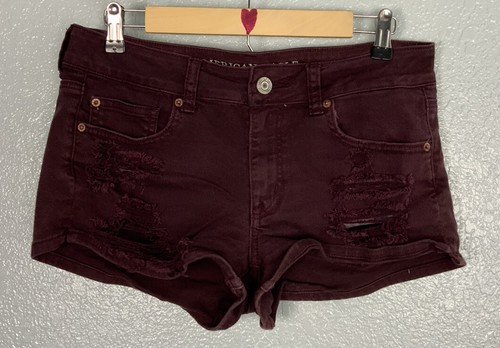 Maroon Shortie Distressed Shorts 
