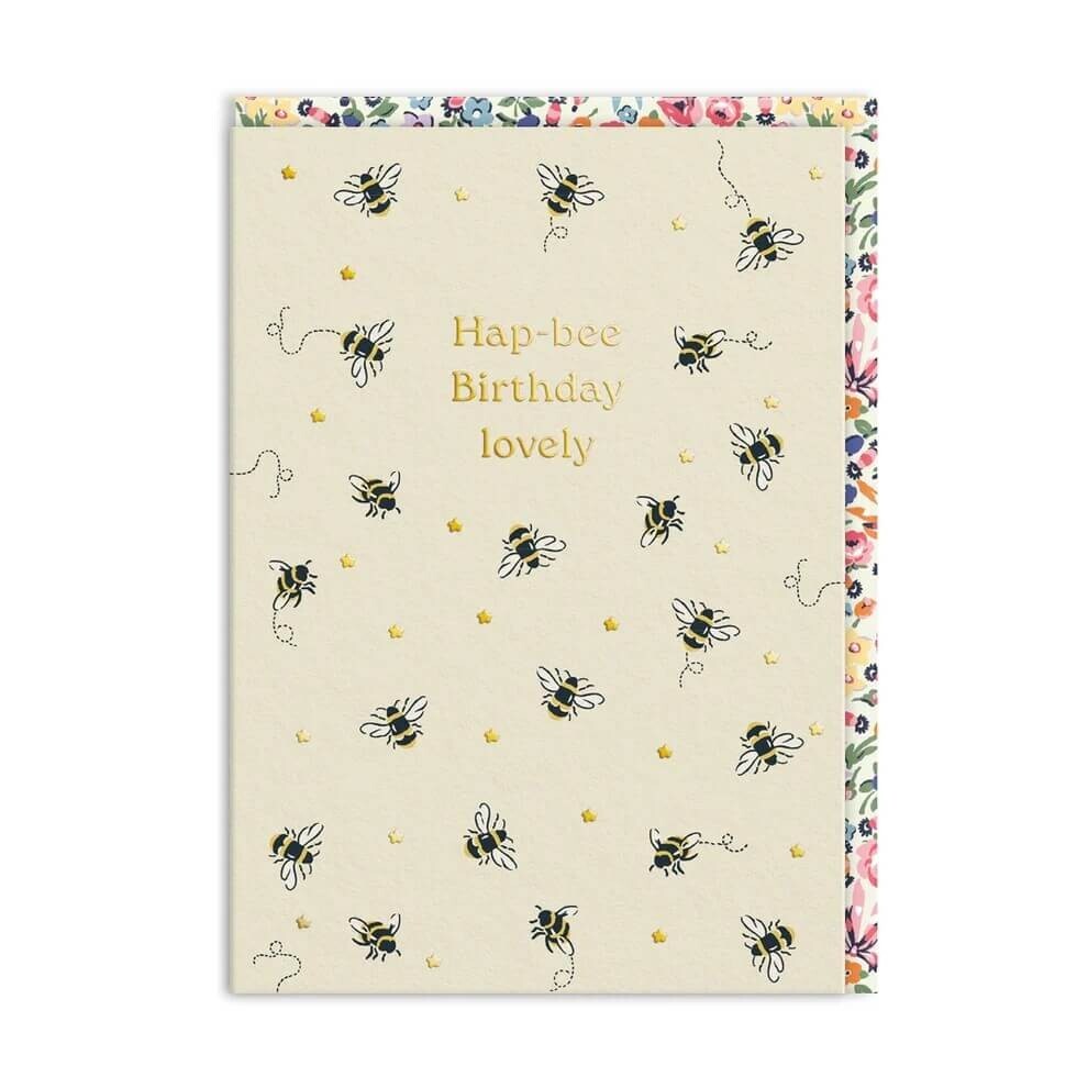 Retro Birthday Card Cath Kidston Bees Hap-bee – Fun Illustrated Greeting Card