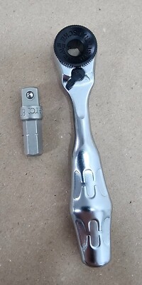 WERA Zyklop Mini-Bit-Ratsche + Vierkant-Adapter (1/4 Zoll) 8001A Umschaltknarre