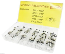 120pcs Quick Blow Glass Tube Fuse Assorted Car Circuits Fuse 5amp - 30amp