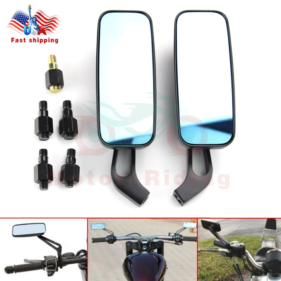 ESPEJOS RETROVISORES RECTANGULARES MOTO 8/10MM PARA HONDA SUZUKI KAWASAKI YAMAHA Foto 2 de 4