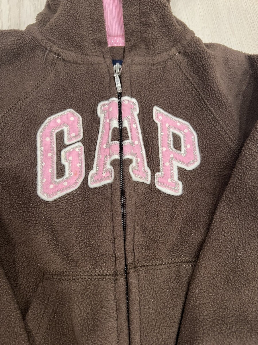 Girls Brown GAP Size Hooded Zip Up Sweatshirt - Main Image