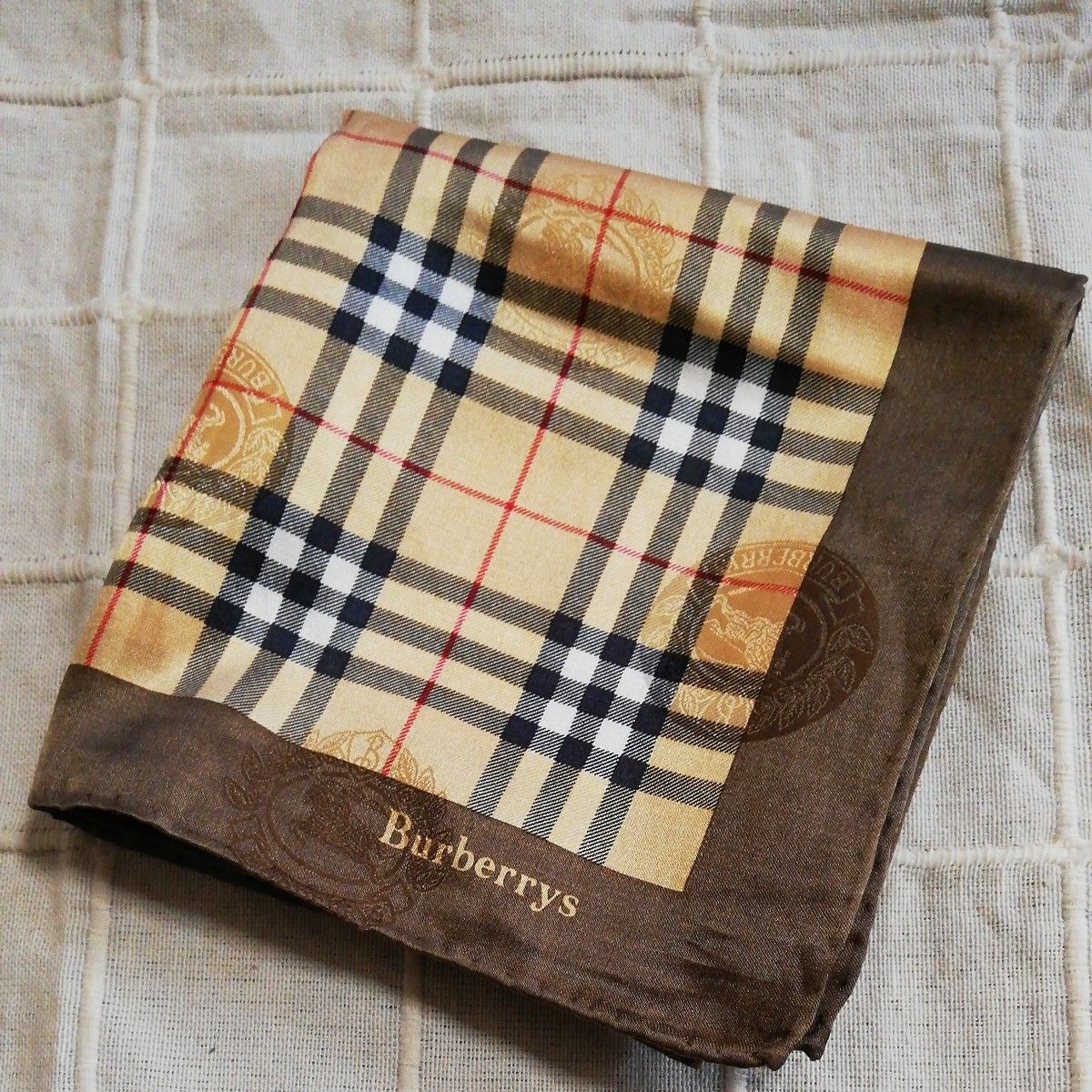 Burberry Cotton Handkerchief Scarf Nova Check 57x57cm Vintage