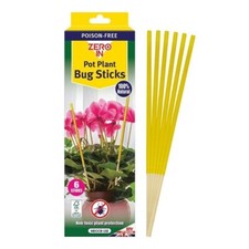 Zero In Pot Plant Bug Sticks. ZER018. Catch gnats + flies. 6 per pack