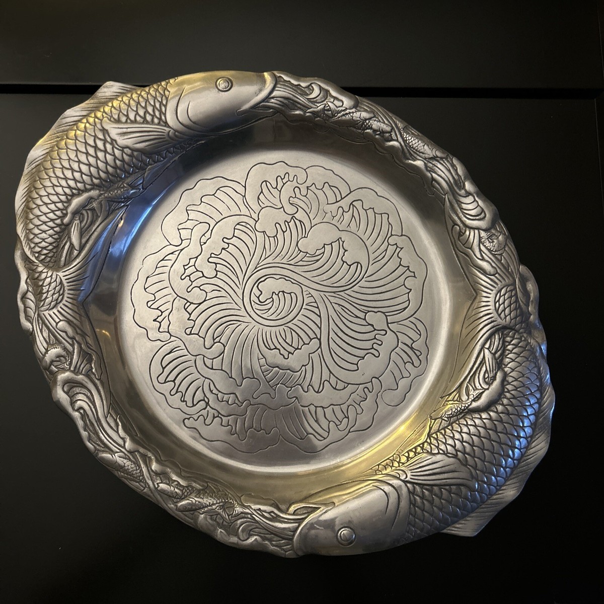 Vintage Arthur Court Aluminum Pewter ￼Platter 15 5/8x12