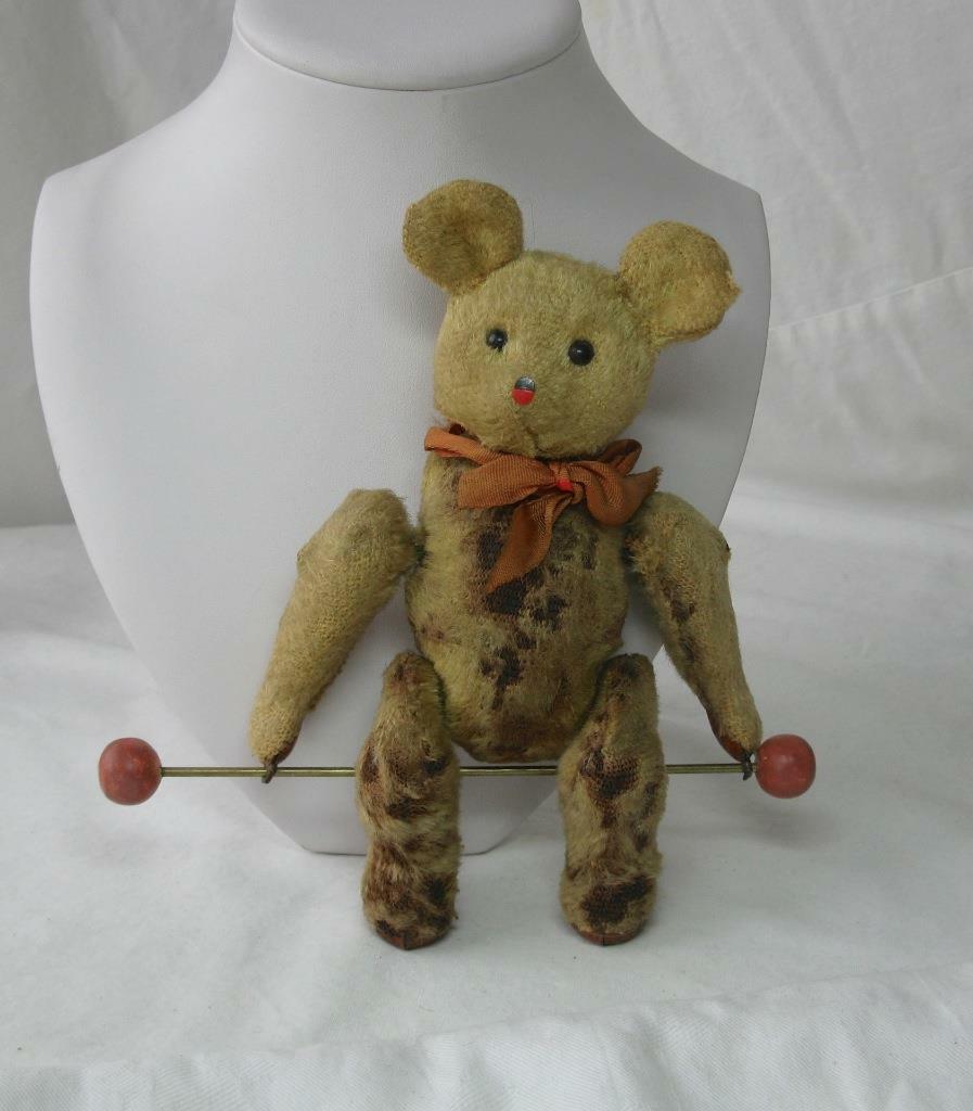 Mechanical Teddy Bear Flip Toy Antique Fully Jointed 6