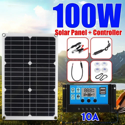 100 Watts Solar Panel Kit 100A 12V Battery Charger with Controller Car Bus Boat