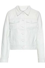 Women's White Leather Jacket 100 Lambskin Motorcycle Denim JKT Size S M L - 158
