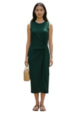 MNG Mango Bow Cut-out Detail Dress Women's Size 4 Green Sleeveless Side Tie Midi