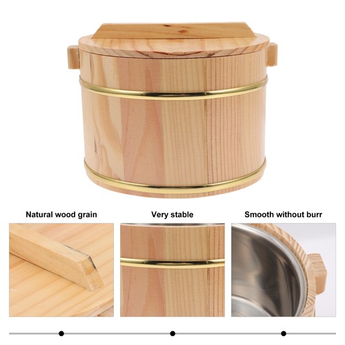 Wooden Rice Bucket Covered Bowl for Serving Container Steam Miss Steamed - Picture 6 of 12