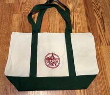 Trader Joe  s "LARGE" Canvas Limited Release Tote Bag GREEN - NEW w/TAGS