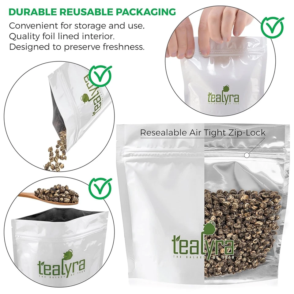 Perlas de dragón jazmín imperial - té de hojas sueltas de 16 oz Foto 4 de 4