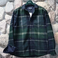 Barbour Chapter Tailored Tartan Check Overshirt Jacket Green Loch Extra Large XL