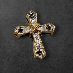 Authentic JC Sterling Silver Sapphire Diamond Cross Pendant 18kgp Gold Plated 925 Gemstone