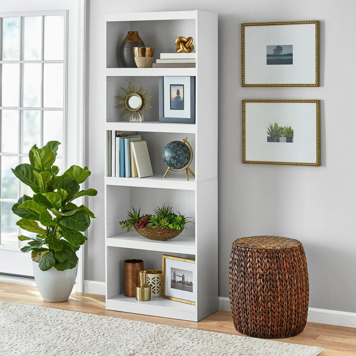 Mainstays MS5336278612035 Framed 5-Shelf Bookcase with Adjustable