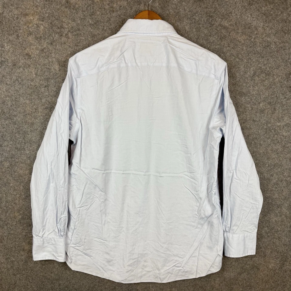 Camisa de vestir Brooks Brothers Thomas Mason para hombre 16 34 azul ajustada algodón superfina Foto 2 de 4