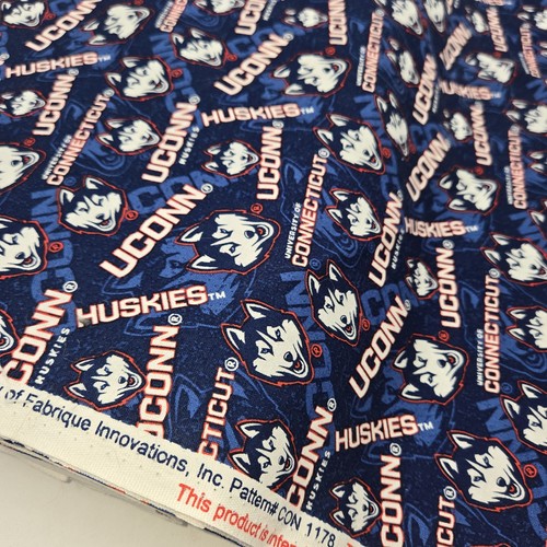 BY THE YARD UConn Huskies Fabric 100% Cotton CON-1178 Navy Blue