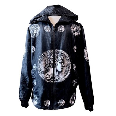 Dolce & Gabbana Windbreaker Men Small Roman Coin Print Black Jacket Italy