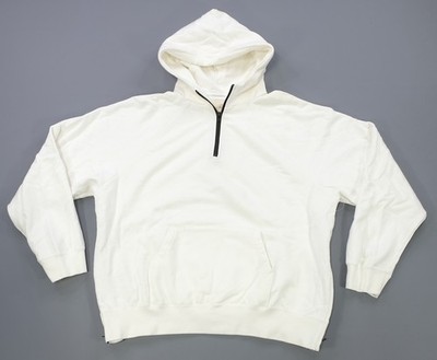 Rare FEAR OF GOD ESSENTIALS 1/4 Zip Pullover Hoodie Sweatshirt 2010s FOG Cream