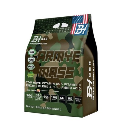 ARMYE Mass 8KG Banane-Erdbeere Weight Gainer Muskelaufbau | Black Hammer USA