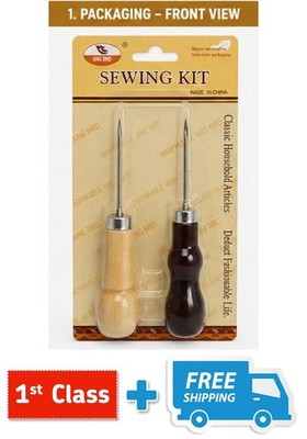 Leder Reparatur Nähwerkzeug Set Nadeln Ahle für Schuhe Taschen Geldbörsen DIY Basteln