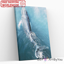 Paint By Numbers Kit Whale Ocean Animal Canvas DIY Adult Oil Adult Kids RARE