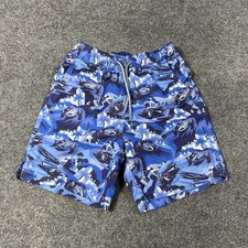 Peter Millar Swim Shorts Boys XS 5-6 Blue Race Car Print Seaside Elastic Waist