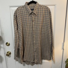 Vintage Burberry Plaid Button Down Shirt Men Made In USA Cotton