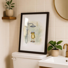 Funny Frog Bathroom Print Cheeky Shower Wall Art Toilet Decor Poster