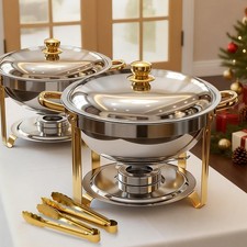 UPERFECOOK Chafing Dishes for Buffet 2/4 Pack, 6QT 408 Stainless Steel