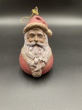 Vtg Ceramic Christmas Santa Claus Folk Art Ornament Figurine