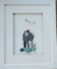 Family3 pebble art picture gift,Anniversary custom wall decor,Christmas home art
