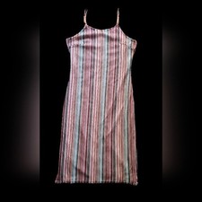 Sam Edelman Striped Crochet Multicolor Cottagecore Maximalist midi dress sz 10