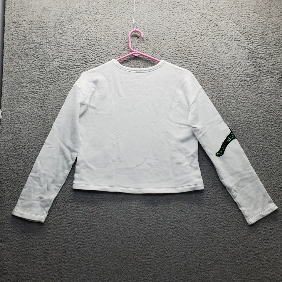 United Colors Of Benetton 卫衣 女孩 14/16 白色亮片 老虎和浆果 二手状况完好 — 第 2/4 张图片