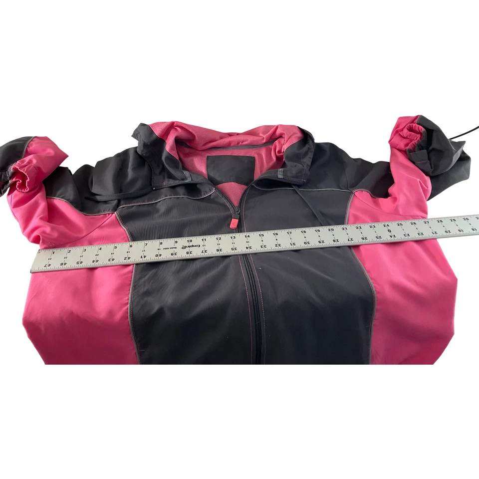 Chaqueta para mujer XL rosa y negra con capucha ropa deportiva talla cortavientos cordón Foto 4 de 4