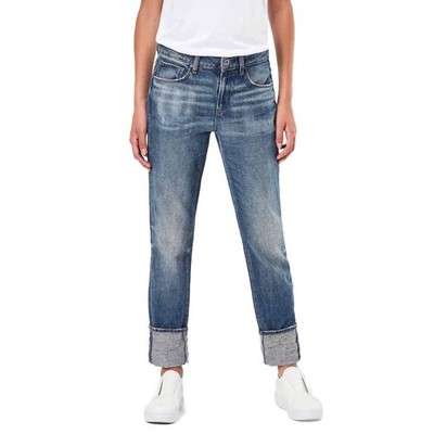G-Star Damen Jeans Straight, 3301 High Straight 90's, Blau aged destroy, W27 L32