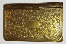 Snuff Box Art Nouveau Swirl Variety Decor in Brass Gilt Book Form.