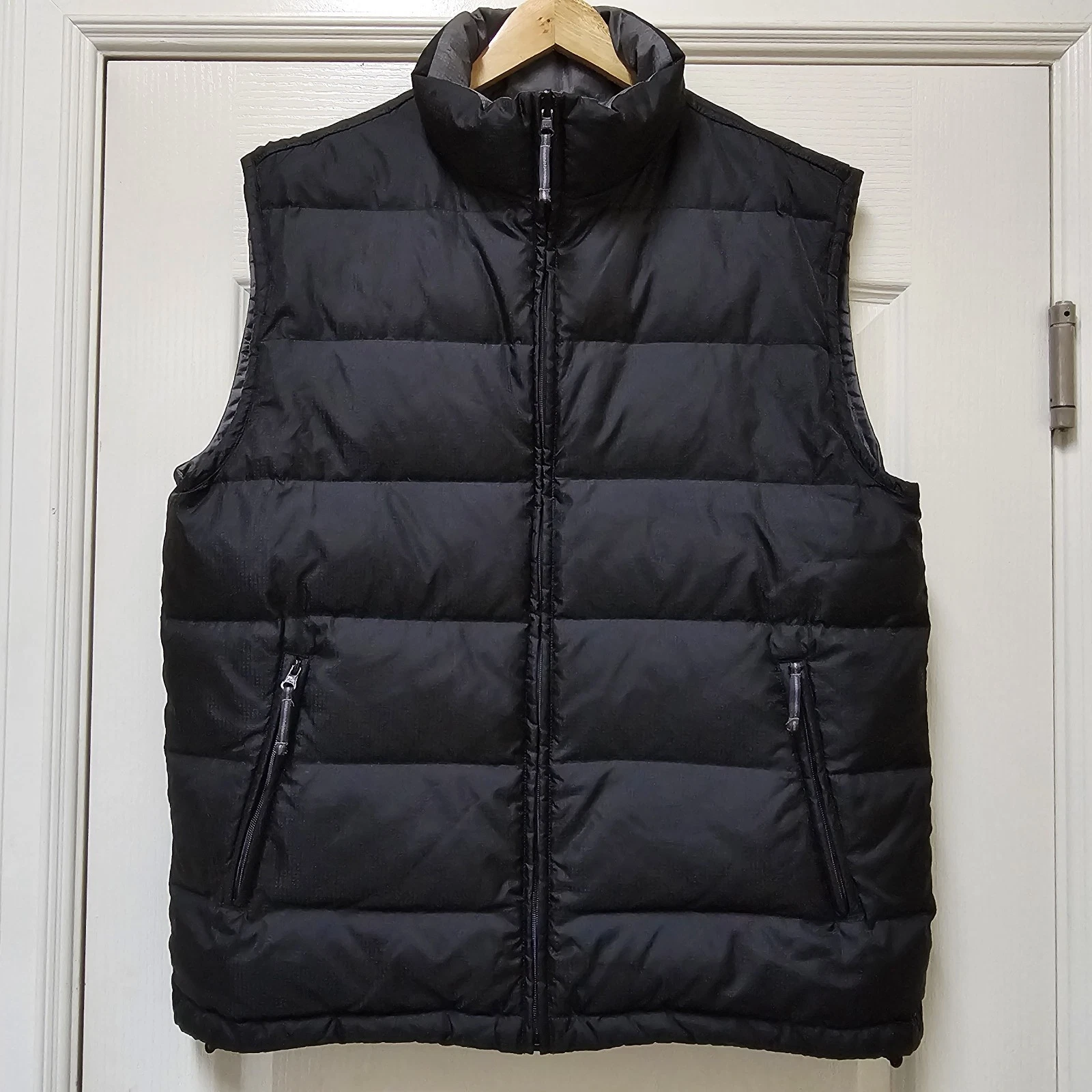 Glaciers Edge Puffer Vest Mens L Black Down Feathers Hiking Outdoor Gorpcore EUC