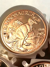 T-REX, 5 pack-5 Ounces Copper Rounds 1 oz each, 5 coins-REEDERSONG