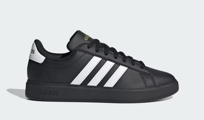 Size 8 - adidas Men's Grand Court 2.0 Black & White Stripes Unisex Sneakers New 