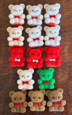 Vintage flocked mini teddy bears craft miniature lot