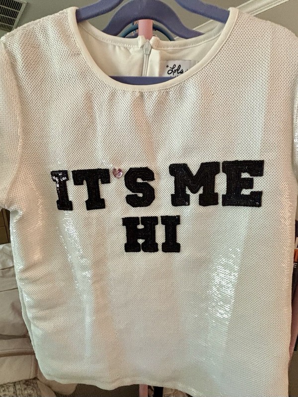 Lola And The Boys- Swifty Sequin Shirt “It’s Me Hi” - Size 10
