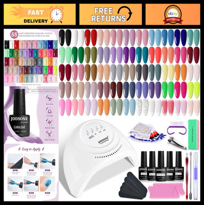 60 PCS Gel Nail Polish Kit with UV Light, Soak Off Base & Top Coat, 55 Colors, M